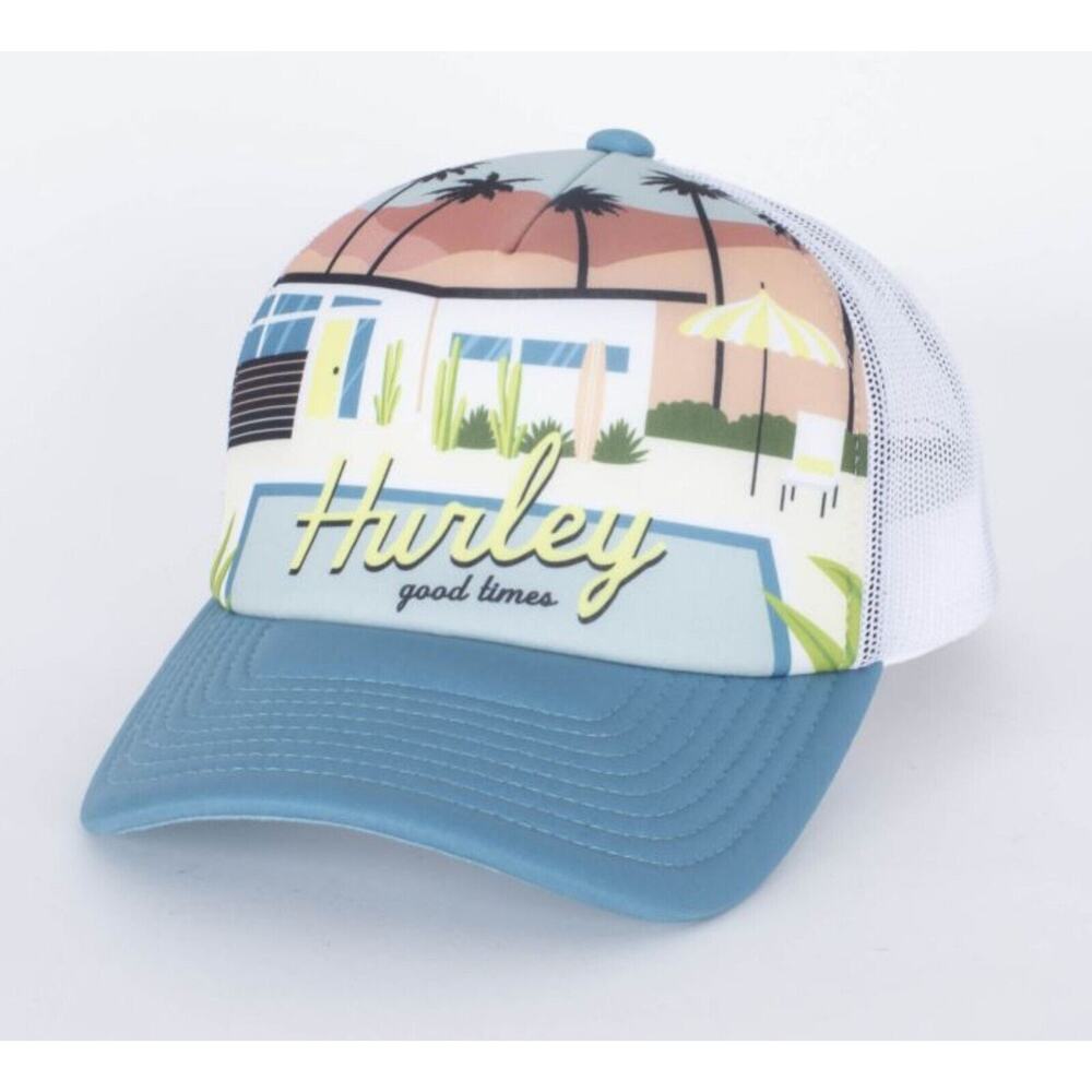 Hurley Women's Trucker Hat Vacay Snapback Cap in Pacific Blue